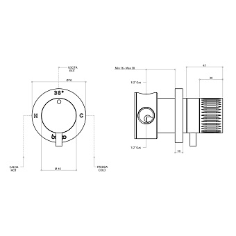 Смеситель для душа Bongio Time 70544AS00 нержавеющая сталь