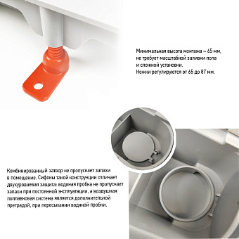 Душевой лоток Paini CH850L 85х85см горизонтальный сток с решёткой и опорами