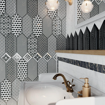 Настенная плитка KERAMA MARAZZI Келуш 35009 грань белый глянцевый 14х34см 0,709кв.м. глянцевая