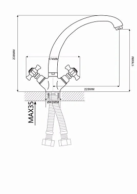 Смеситель для кухни Maxonor MN4724 поворотный излив хром