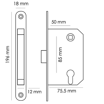 Замок межкомнатный под цилиндр MORELLI SIMPLE 1885P SN матовый никель