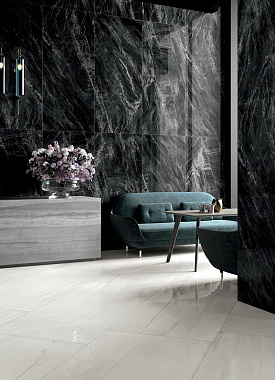 Полированный керамогранит SERENISSIMA Gemme 1058940 Black Mirr.Lux/Ret Ra 60х120см 1,44кв.м.