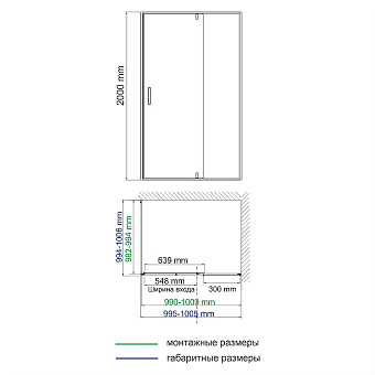 Угловое ограждение WASSERKRAFT Elbe 74P19 200х100см стекло прозрачное