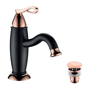 Смеситель для раковины LEMARK Prime LM6106BRG чёрный/розовое золото