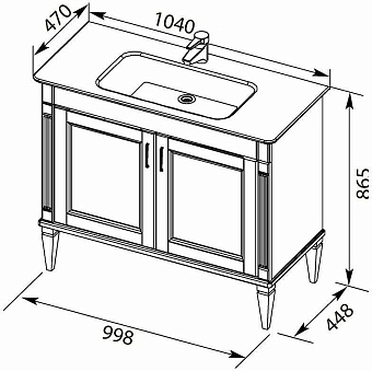 Тумба под раковину напольная AQUANET Селена 201650 45х99,8х86,5см