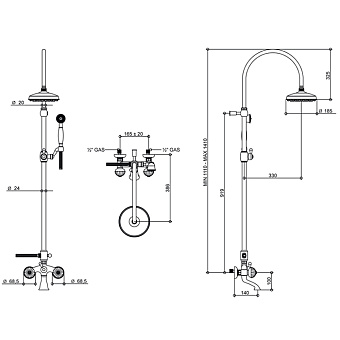 Душевая система Bongio Radiant 02536OR0D золотой