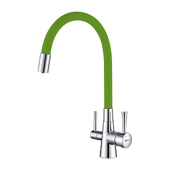 Смеситель для кухни LEMARK Comfort LM3075C-Green гибкий излив зелёный/хром