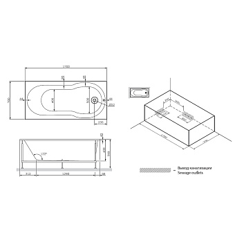 Ванна акриловая AM-PM X-Joy S W88A-170-070W-A 170х170см пристенная