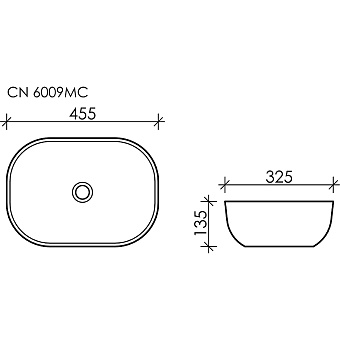 Раковина накладная Ceramica Nova ELEMENT CN6009MC 45,5х32,5см