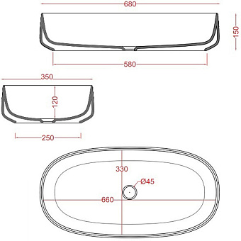 Раковина накладная ArtCeram COGNAC COL005 41 00 35х68см