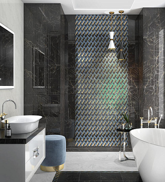 Декор KERAMA MARAZZI Алькала MLD\B97\7200 чёрный 50х20см 1,2кв.м.