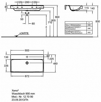Раковина мебельная GEBERIT Xeno2 500.531.01.1 90х48см