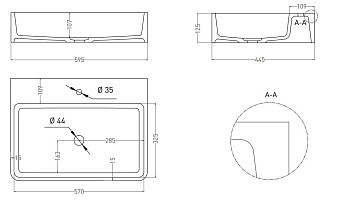 Раковина накладная SALINI OTTAVIA 1103101GRF 44,5х59,5см