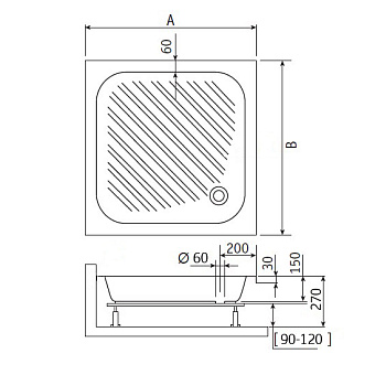 Душевой поддон RGW Acryl 16180188-51-A B/CL-S-A 80х80см