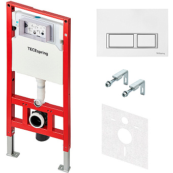 Комплект для установки подвесного унитаза Tece TECEspring S955203 с панелью смыва белый глянцевый