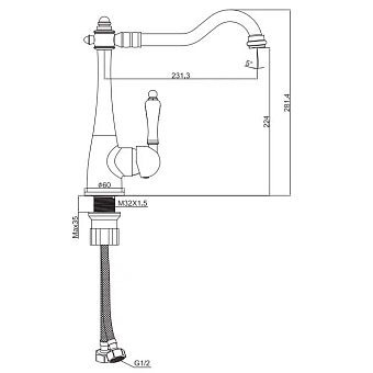Смеситель для кухни Maxonor MN4076 поворотный излив хром