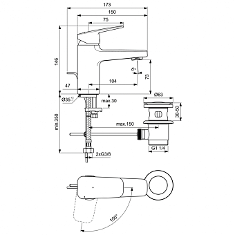 Смеситель для раковины IDEAL STANDARD CERAPLAN BD215AA chrome