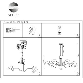 Люстра подвесная ST Luce MINNE SL1801.313.06 360Вт 6 лампочек E14