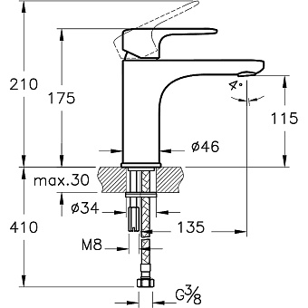 Смеситель для раковины VITRA Root Round A4270626EXP медь