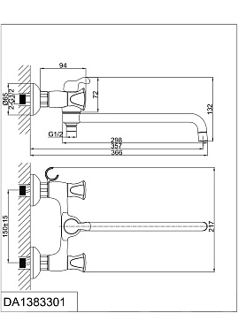 Смеситель для ванны D&K HessenGrimm DA1383301 хром