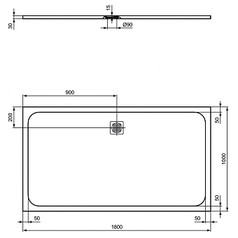 Душевой поддон IDEAL STANDARD ULTRAFLAT S K8320FV 100х180см
