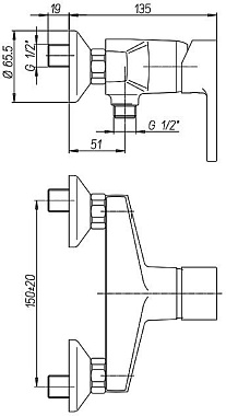 Смеситель для душа Paini Arena 92CR5112SFTKM хром