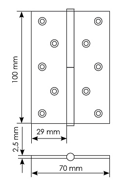 Петля карточная MORELLI MSD SN L 100х70мм матовый никель