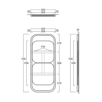 Зеркало SIMAS Wave WAS03 nero matt 70х30см без подсветки