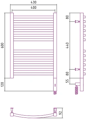 Полотенцесушитель СУНЕРЖА Аркус 3.0 00-5705-6040 хром