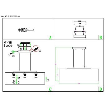 Светильник подвесной Evoluce BRESCIA SLE300583-03 120Вт E27
