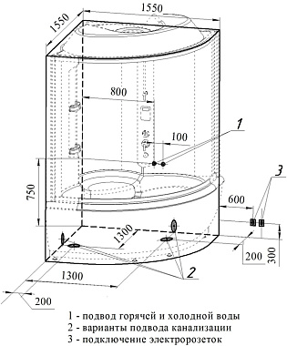 Душевая кабина RADOMIR КАЛИФОРНИЯ 1-04-6-0-0-0761 155х155х250см стекло матовое