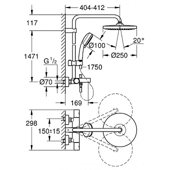 Душевая система GROHE Tempesta Cosmopolitan System 250 26672000 хром