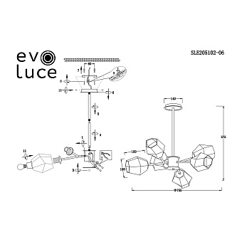 Светильник потолочный Evoluce TERRAMO SLE205102-06 360Вт E27