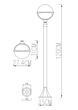 Светильник ландшафтный Arte Lamp MONACO A1496PA-1BK 75Вт IP44 E27 чёрный