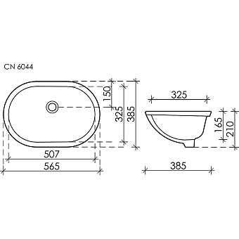 Раковина встраиваемая снизу Ceramica Nova ELEMENT CN6044 56,5х38,5см