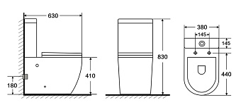 Унитаз напольный Azario CORSA AZ-2062S-G безободковый с микролифтом