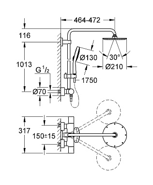 Душевая система GROHE Rainshower System 210 27967000 хром
