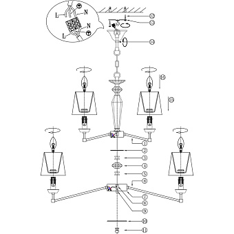 Люстра подвесная Maytoni Beira MOD064PL-15N 40Вт 15 лампочек E14