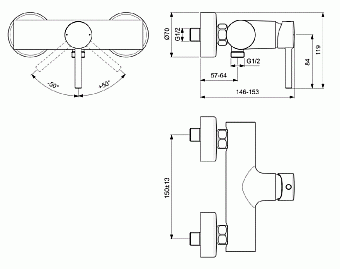 Смеситель для душа IDEAL STANDARD CERALINE BC200AA хром