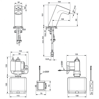 Смеситель для раковины IDEAL STANDARD INTELLIMIX A7488B3 Glossy black PVD BLACK ONYX