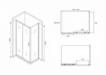 Угловое ограждение Abber Schwarzer Diamant AG30130B-S70B 195х70см стекло прозрачное