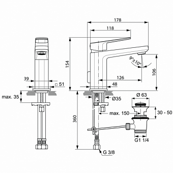 Смеситель для раковины IDEAL STANDARD Тоник II A6326AA хром
