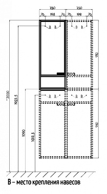 Пенал подвесной Акватон Флай 1A237903FAX1L 24х35х91см белый/дуб крафт