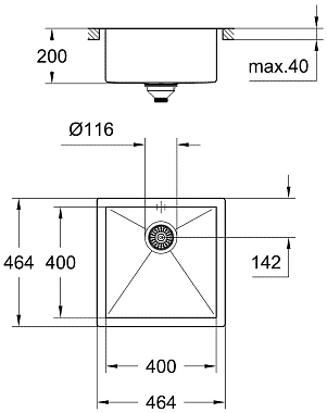 Мойка кухонная GROHE K700 31578SD0 46,4х46,4см хром