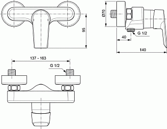 Смеситель для душа IDEAL STANDARD TESI A6581AA хром