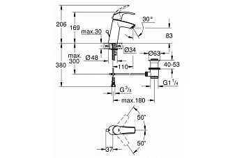 Смеситель для раковины GROHE Eurosmart 23322001 хром