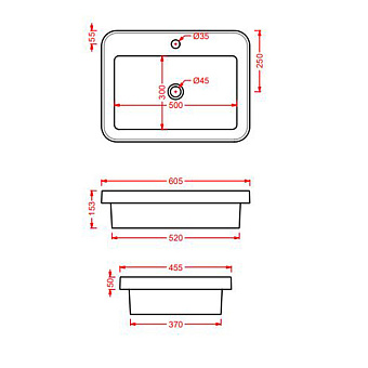 Раковина встраиваемая сверху ArtCeram FUORI SCALA TFL034 41 00 60,5х45,5см