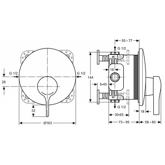 Смеситель для душа IDEAL STANDARD MELANGE A4719AA хром