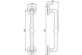 Дверная ручка скоба FUARO PALAZZO SM MAB-6 тёмная бронза