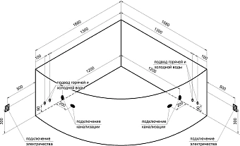 Ванна акриловая RADOMIR Филадельфия 1-01-4-0-1-042К 168х168см угловая